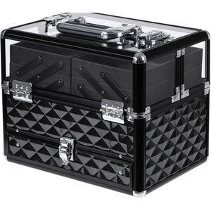 Cosmeticaopslag Multikoffer met Etages Transparant Acrylglas XL Zwart 30 cm