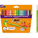 BIC Kids - Kid Couleur Viltstiften middelgrote vaste punt met afwasbare inkt op waterbasis - 18 stuks