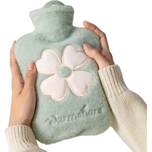 Livano Warmtekruik - Warmtekussen - Warmwaterkruik - Kruik - Met Hoes - Warmwaterzak - Knuffel - Bag - Groen - 500ML