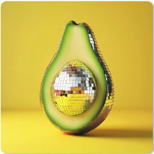 Muismat XXL - Bureau onderlegger - Bureau mat - Avocado - Discobal - Geel - Glitter - 50x50 cm - XXL muismat