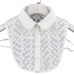 Lapel Lace Chiffon Openwork Elegant Detachable Shirts Necklaces Blouse voor Vrouwen - Mode - Damesmode