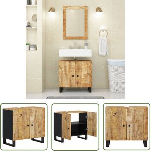 The Living Store Wastafelkast 62x33x58 cm massief mangohout en bewerkt hout - Wasstandaard - Wastafelkast - Badkamermeubel - Mangohout - Opbergruimte