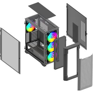 AQUILLA - Midi Tower - Lichtgrijs - Gehard Glas - Gaming PC Behuizing