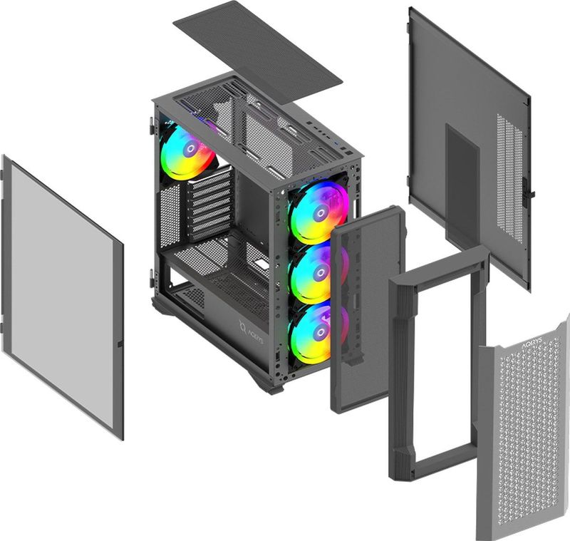 AQUILLA - Midi Tower - Lichtgrijs - Gehard Glas - Gaming PC Behuizing