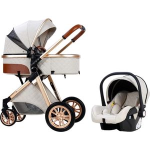 Luxe Kinderwagen 3 in 1 - Wandelwagen - Kinderwagen - Met Autostoel - Kinderwagen Maxi Cosi – Buggy 3 in 1 - Wit