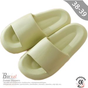 Borvat® - Zomer Slippers Wolky Dichte Slippers Paar Thuis Outdoor Slipper Zomer Strand Slaapkamer Schoenen Dames Slippers Dikke Bodem Sandalen - Unisex - Licht groen - Maat 38-39