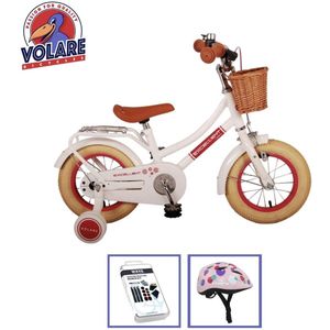 Volare Kinderfiets Excellent - 12 inch - Wit - Inclusief fietshelm & accessoires