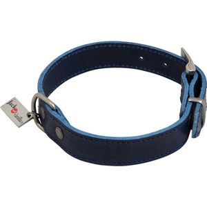 jack and vanilla halsband leder blauw timeless vintage 25mm x 40 cm nek 27-34cm . TIP meet de halsomtrek van uw hondje -door zijn breedte vermijdt men snijden in de hals, mooi in zijn eenvoud.