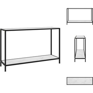 vidaXL Wandtafel Bijzettafel - 120 x 35 x 75 cm - Gehard glas en gepoedercoat staal - Met marmeren textuur - Montage vereist - Tafel