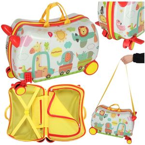 PerPhoenix Ride On Reiskoffer Kinderen Dierentuin Motief 45 cm x 31,5 cm x 22 cm - Zoo Design Handbagage op Wielen - Maximaal 20 kg Belasting