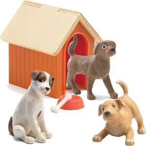 Djeco Poppenhuis Honden | Met Hok | 6 stuks