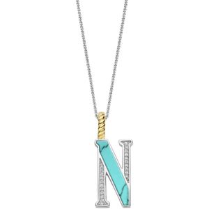 TI SENTO Dames Hanger - 925 zilver - Letter N - Turquoise - 6840TQ_N