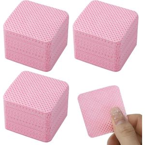 300 stuks nageldoeken, pluisvrij, vierkant, cellulose reinigingsdoekjes, voorbereiding en afwerking, manicure, nail art wipes, verwijderen van uv-gelnagellak, roze