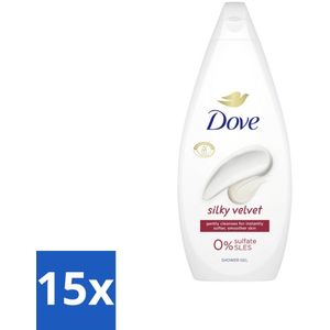 15 x Dove Douchecrème - Silky Velvet - 720 ml - Vegan - Biologisch Afbreekbaar - Duurzaam