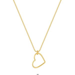 Twice As Nice Halsketting in goudkleurig edelstaal, open heart 50 cm+5 cm