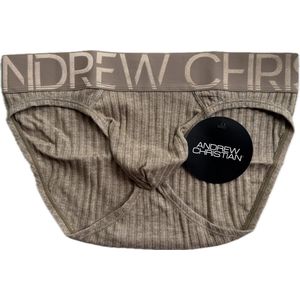 Andrew Christian Essential Rib Brief w/ ALMOST NAKED® Heather Khaki - MAAT M - Heren Ondergoed - Slip voor Man - Mannen Brief