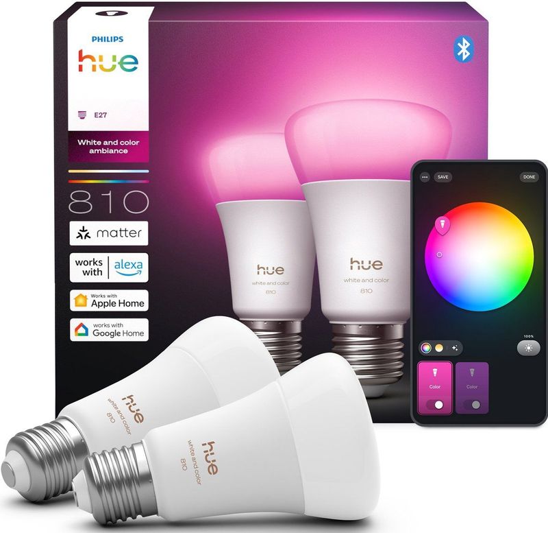 Philips - Hue Smart lamp - Wit & Kleur - E27 - Peer A60 - 2 stuks