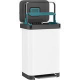 Prullenbak met pedaal - 50 liter - RVS - Wit - Pedaalemmer StangVollby Osdall - Automatisch Lucht Filter - Odor Control - 50L capaciteit - Soft Close Deksel - Afvalemmer - Met Hengsel - Afval Aandrukken - Scandinavisch Design - Hygiënisch