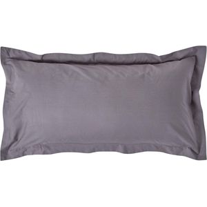 Homescapes Kussensloop 50x90 cm met Rand (Oxford) – Donkergrijs – 100% Egyptisch Perkal Katoen – 200 TC