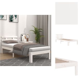 vidaXL Houten Bedframe - Eenpersoonsbed - 195.5 x 93.5 x 69.5 cm - Hoogwaardig massief grenenhout - Stabiel en comfortabel - Wit - Montage vereist - Geschikt voor matras van 90 x 190 cm (niet inbegrepen) - Bed
