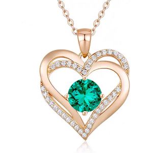 Gold Plated Swarovski® hart ketting groen - 45 cm - Valentijnsdag - Moederdag Cadeau - Geschenkset Vrouwen - Cadeau voor Vrouw - Verjaardagscadeau - Cadeau - Geschenk voor haar - Kerst Cadeau - Juwelia