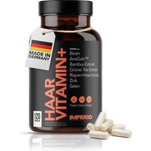 IMPERIO Haar Vitamine+ 2 Maanden - AnaGain™, Biotine, Selenium, Groene Thee, Zink - Huid Haar Nagels Vitamines - Wetenschappelijk Bewezen