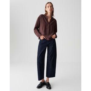 OPUS - Femyn - Blouse - Chocoladebruin - Wijde Pasvorm - Lange Mouw