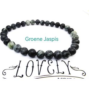 Armband – Edelsteen – Groene jaspis - 6mm Kralen - 20 cm - Werking - geeft moed op het moment dat je het niet meer ziet zitten.