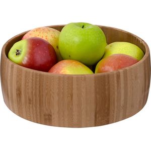 5Five Fruitschaal/fruitmand Bali - bamboe hout - D29 x H10 cm - bruin - rond