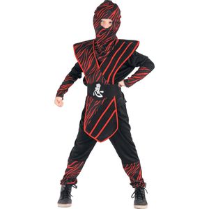 LUCIDA - Rood gestreept ninja kostuum voor jongens - XS 92/104 (3-4 jaar)