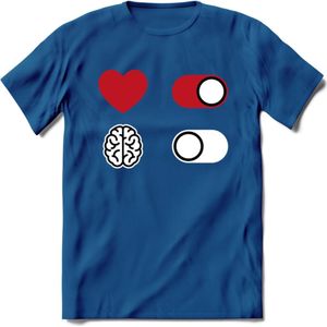 Hart Aan Brein Uit - Valentijn T-Shirt | Grappig Valentijnsdag Cadeautje voor Hem en Haar | Dames - Heren - Unisex | Kleding Cadeau | - Donker Blauw - 3XL