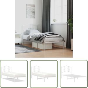 The Living Store Robuust Bedframe - Staal - Wit - 207 x 85 x 98 cm - Exclusief matras