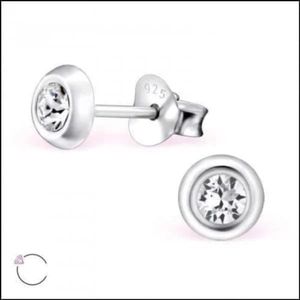 Aramat Jewels Oorbellen - Zilveren Kristal Oorbellen - Subtiel en Elegant - Zilver - Mannen - Kinderen - [4mm,5mm]