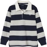 Gestreepte Polo - Gemêleerd Grijs - Jongens - Lange Mouwen - Knoopsluiting