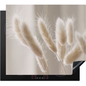 KitchenYeah® Inductie beschermer 60x52 cm - Pampasgras - Pluim - Wit - Kookplaataccessoires - Afdekplaat voor kookplaat - Inductiebeschermer - Inductiemat - Inductieplaat mat - Keuken decoratie