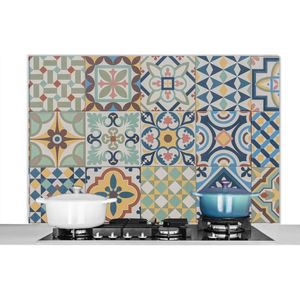 Spatscherm keuken 120x80 cm - Kookplaat achterwand Vintage - Bloemen - Design - Figuren - Muurbeschermer - Spatwand fornuis - Hoogwaardig aluminium