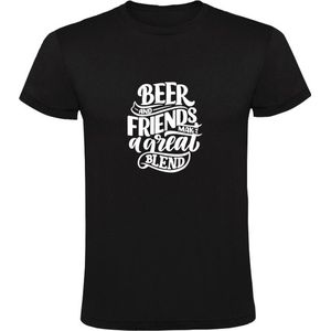 Beer and friends make a great blend | Heren T-shirt | Zwart | Bier en vrienden maken een geweldige mix | Borrel | Feest | Festival | Carnaval | Oktoberfeest | Humor