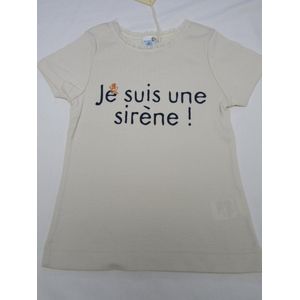petit bateau , meisje, t-shirt korte mouw , ecru , zeemeermin , 4 jaar 102