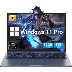 Blackview GamiBook 8 Gaming Laptop - 16 inch Full HD - 32 GB RAM - 1 TB SSD - AMD Ryzen™ 7 7735HS - Tot 4,75 GHz - WiFi 6 - Windows 11 Pro Notebook - UHD Graphics - Grijs