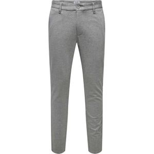 ONLY & SONS Gestreepte Tapered Fit Broek ONSMARK Light Grey Melange