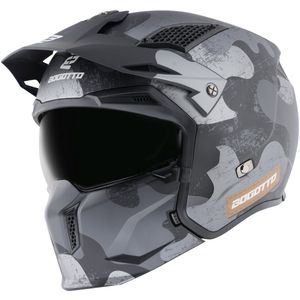 Bogotto Radic Camo 22.06 Mat Zwart Motorhelm - Maat S - Helm