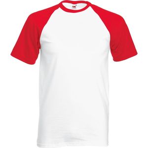 Shortsleeve Baseball T-shirt (Wit / Rood) M