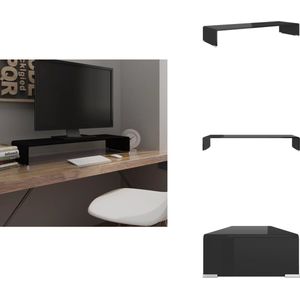 vidaXL Tv-kast - Tv-kasten - Tv-standaard - Tv-standaarden - Tv-meubel/monitorverhoger zwart 90x30x13 cm glas