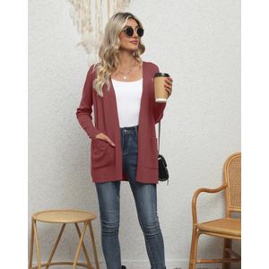 Casual gebreid vest voor dames met lange mouwen en V-hals