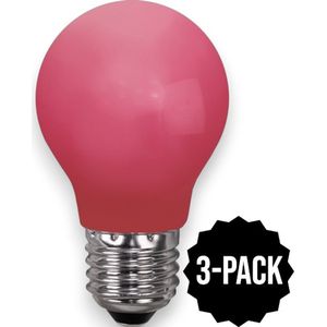 3-Pack | Prikkabel - Standaard bol - E27 - 0.9W - Rood