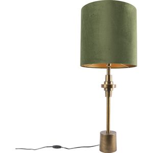 QAZQA diverso - Art Deco Tafellamp met kap - 1 lichts - H 995 mm - Groen - Woonkamer | Slaapkamer