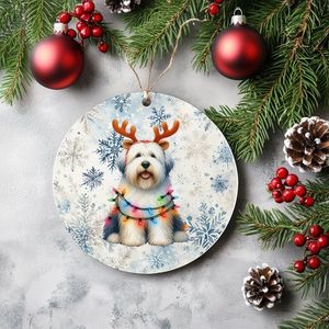 Kerstboom hanger Old English Sheepdog - Met Naam - Unieke Kerstdecoratie