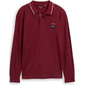 Tom Tailor Piqué poloshirt met lange mouwen en logoprint