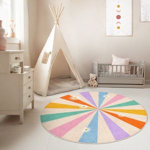 Kinderkamer Vloerkleed Rond Tapijt|Educatieve kindertapijten|Antislip Kindervloerkleed|Kinderen Tapijt Decor|Speelkleed|Kleurrijk kindervloerkleed|Windmolenplezier