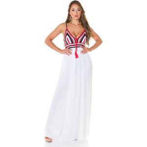 Maxi-jurk zomerjurk  met borduursel wit maat L